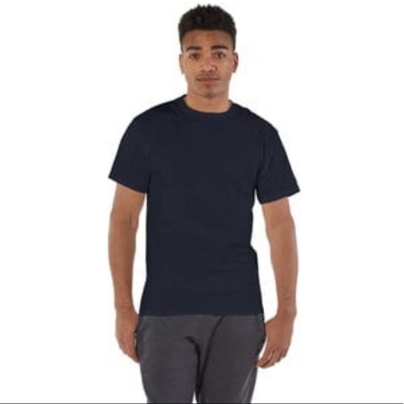 Champion Men’s Logo Tee Shirt Classic Crew Neck Short Sleeve Navy Blue Large - Picture 8 of 11